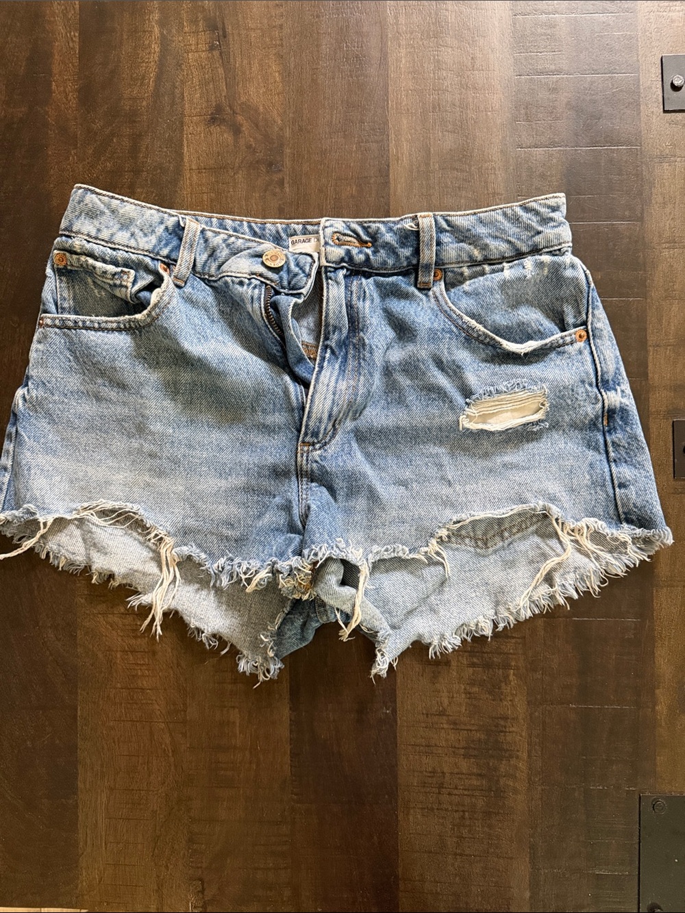 Garage Light Blue Distressed Denim Cutoff Shorts